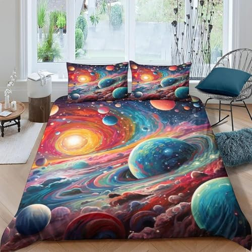 Sternenhimmellandschaft Im Weltraum Bettwäsche Set Kinderbettwäsche 140X200 cm 3D Gedruckt Weich Glatt Mikrofaser Weiche Bettbezug 3 Teilig Mit Reißverschluss + 2 Kopfkissenbezug - Hypoalle -32646568