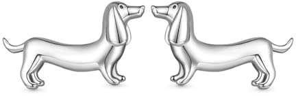 Gnoce Ohrringe Dackel Ohrringe 925 Silber Hund Ohrringe Geschenke Haustier Welpe Dachshund Anhänger Schmuck für Damen Frauen Charms (Dackel)