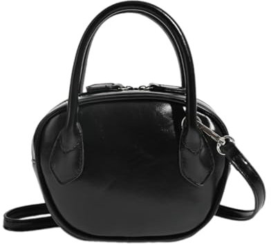 Umhängetasche aus PU-Leder für Damen, modische Bowlingtasche, Kuriertasche, Handtasche, koreanischer Stil, Crossbody-Tasche, Münzgeldbörse, Schwarz