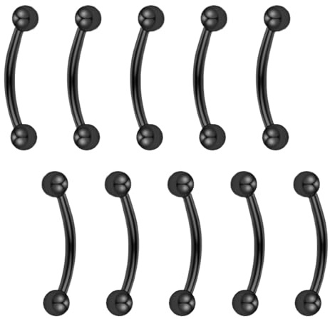 Besyvvin 10stk Curved Barbell Piercing Augenbrauen Lippe Septum Rook 1,2mm Chirurgenstahl 6mm 8mm 10mm 12mm 14mm Augenbrauenpiercing