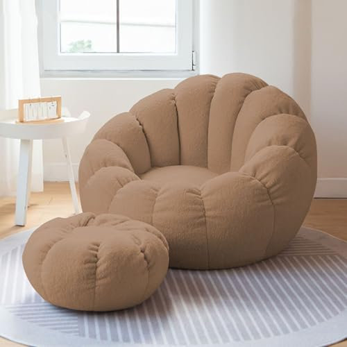 PacuM Das Neue Komforterlebnis Sitzsack Stuhlbezug, Lazy Lounger Sitzsack Bezug (Cover Only, Without Filling) Perfekt zum Relaxen im Wohnzimmer oder Schlafzimmer,Braun
