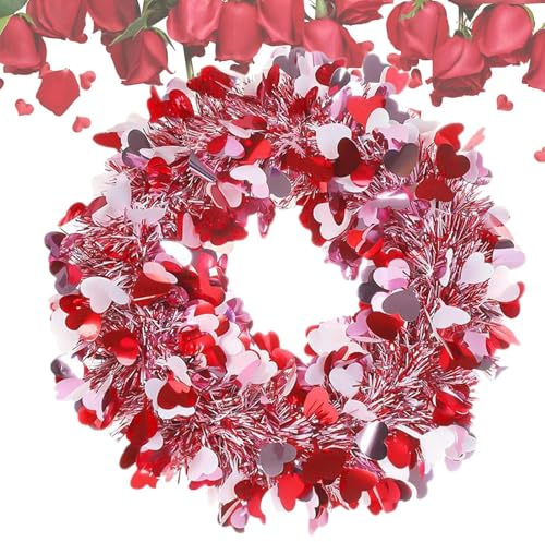 Corona di San Valentino, Corona della porta d'ingresso da 45 cm, Corona artificiale di San Valentino, Corona di nozze all'aperto, Corona romantica per la casa, Corona di San Valentino per porta