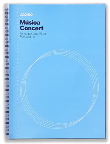 ADDITIO - Cuadernos de música CONCERT para alumnos, docentes y profesionales| 12 pentagramas 9 mm| Páginas cuadrícula| Fundas transparentes| Tamaño 22 x 31,5| Papel ecológico| Azul Cielo|
