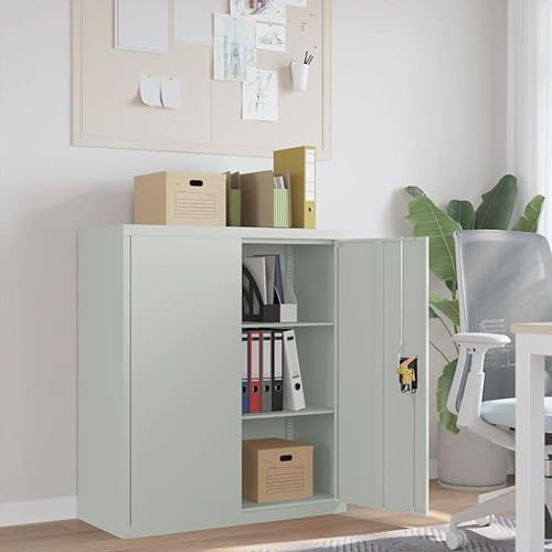 Xichuzi Aktenschrank Hellgrau 90x40x105 cm Stahl, Metallschrank, Werkstattschrank, Werkzeugschrank, Büroschrank, Lagerschrank, Garagenschrank, Stahlschrank
