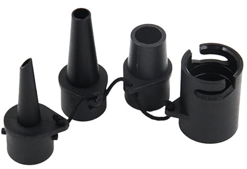 Pesoncarl Luftpumpsadapter för uppblåsbara, 1 set multifunktionella luftpumpsfästen inklusive 1 adapter och 3 munstycken anslutna bärbara ersättningsmunstycken för flöten och mer