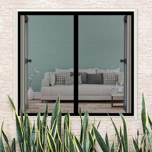Cortina Mosquitera para Puertas 112 x 205 cm Adsorción Magnética Plegable Fácil de Instalar Mosquitera Imantada Puerta para Puertas de Salón Balcón Corredor, Negro