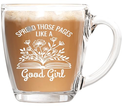 Book Lovers Gift for Women Who Love Spicy Books Coffee – Funny Glass Coffee Mug – Bookish Gift for Readers, BookTok Lover Cup for Her - Dark Romance Book Club Accessories