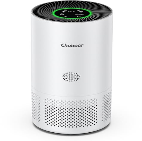 Chuboor Air Purifier for Bedroom Home, up to 1200ft², 5 Speed, 3 Timer, Quiet Sleep Mode, HEPA Air Purifier for Bedroom/office/Living Room for Pet Hair/Dust/Allergie/Pollen/Odor-PJ01 White