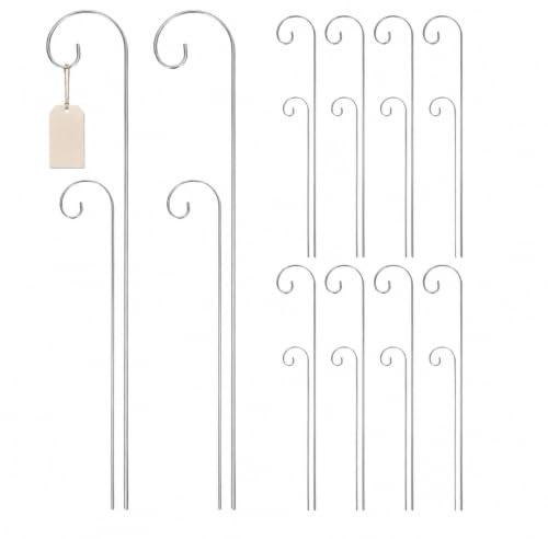 VICASKY 10PCS 30cm+10PCS 40cm Silberne Haken Für Pflanzenetiketten: Markierung Für Gemüsegarten Metall-etikettenaufhänger Mit Gewellter Spitze Schilderpfahl Hirtenstab Hängestange Für Blumenkübel