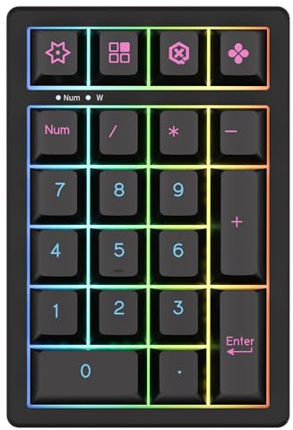 KEYCOOL K21 Mechanical Number Keypad Wireless Numeric Keyboard, Hot-swappable Bluetooth Numpad 5.0/2.4GHz, RGB Numerical Programmable Keyboard for Laptop Mac Win iOS Android