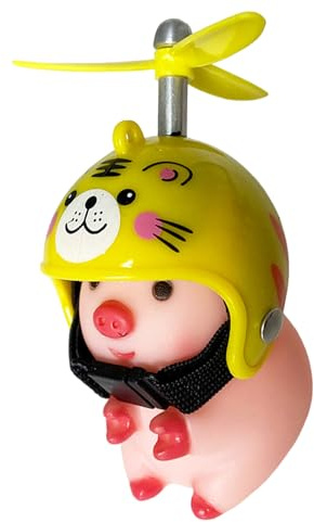 Schwein Mit Helm - Fahrrad Motorrad Dekoration | Süße Fahrradhupe | Gummi Schweinchen Auto Ornament | Ferkel Fahrrad | Silikon Bike Deko | Fahrraddekorationen Ferkel Propeller Figur Lenker Zubehör