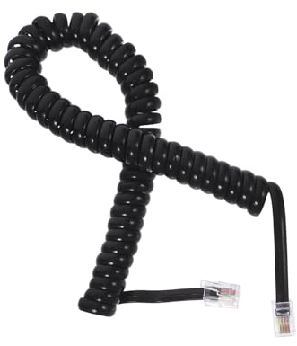LIGIGWASH Cordon Téléphone Spiralé Noir avec Connecteurs PC Câble Combiné Cuivre pour Téléphones Fixes et Récepteurs Extension Flexible pour Usage Domestique et Bureau