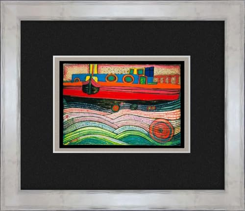 artissimo Bild gerahmt 30x35 cm Friedensreich Hundertwasser „Regentag auf Liebe Wellen“ AG5718 – hochwertiger Kunstdruck mit Rahmen, kleines Wandbild für Bilderwand, Büro & Praxis