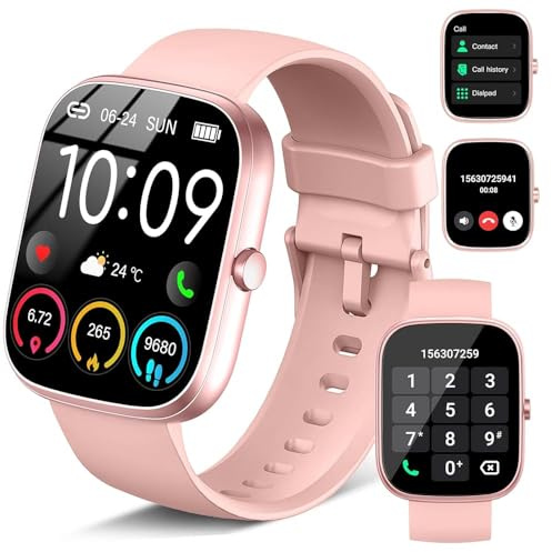uaue Smart Watch for Women, 1.91 HD Smartwatches 2025 New Answer/Make Calls Fitness Watch with Heart Rate/Sleep Monitor/Step Counter, IP68 Waterproof 110+ Sport Activity Tracker for Android/iOS(Pink)