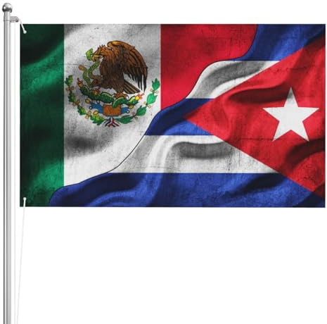 Bandera Decorativa México Cuba Cubano Banderas Para Jardín Reforzada Bandera Divertida Premium Pancarta Decorativa Para Jardín Decoraciones Pared Decorativa 90X150Cm