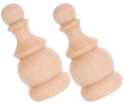 JEWEDECO 2pcs Decorative Staircases Finials Wooden Flagpole Topper Solid Wood Carved Wood Finials Tops Ends with Sturdy Construction Sturdy Roman Style for Home Décor