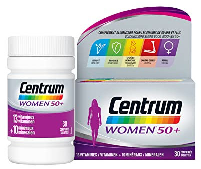 Centrum Women 50+ Multi Vitamines et Minéraux, Complément Alimentaire, Pour Femmes De 50 Ans et Plus, 30 comprimés