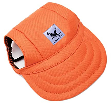 BbearT® Haustier-Hut, Freizeit-Visier, Haustier-Hut, Baseball, Sonnenhut, Sportkappe mit Ohrlöchern und Kinnriemen für kleine Hunde (M, Orange)