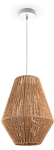 Paco Home Hängelampe Bambus Wohnzimmer Pendelleuchte Rattan Esstisch Esszimmer Lampe E27 Hängeleuchte Papier Boho, Farbe:Natur (Ø30cm), Leuchtenart/Farbe:Pendelleuchte - Weiß