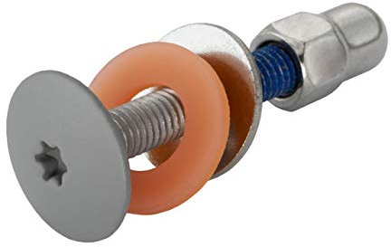 Balkonschrauben, Balkonzierschrauben aus hochwertigen Edelstahl mit Hutmutter in verschiedenen Farben und Größen, Montagesatz für HPL-Platten, Balkonverkleidung (50, M5 x 25mm (STAUBGRAU RAL 7037))