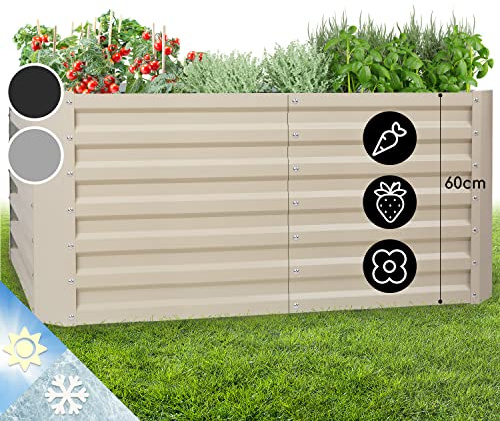 blumfeldt Jardiniere sur Pieds, Espace Potager sur Pied Jardinage Extérieur, Potager Surélevé en Hauteur, Sureleve Exterieur Jardin et Balcon, Bac Pied en Acier, 432L, 1,2 m