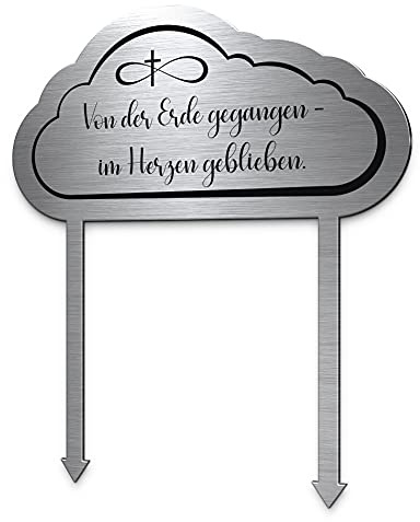 CHRISCK design Grabstecker Wolke Grabschmuck für Kindergrab aus Edelstahl mit Spruch oder Namen | Liebevoller und individueller Sternenkinder Grabschmuck | Wetterfest und hochwertig