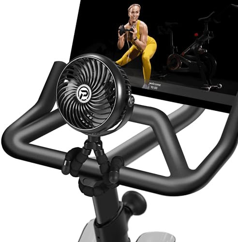 MORECORE Clip on Fan for Exercise Bike/Tread, Rechargeable Battery Operated Portable Fan for Treadmill Stationary Bike Exercise Machine(Black)