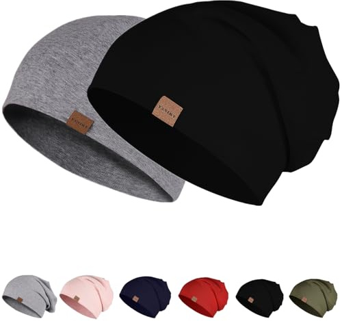 YANIKY Mütze Herren Damen, Slouch Beanie Mütze Baumwolle, Dünne Leichte Chemo Mütze, Winddicht Jersey Weich Longbeanie für Alle Jahreszeiten