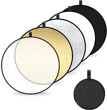 HONGXIN-SHOP 5 in 1 Light Reflector Portable Round Photography Diffuser Collapsible for Photo Studio Portrait Product Indoor Outdoor Shooting 80cm (Translucent/Silver/Gold/White/Black)