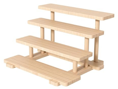 JATIBOSH Soporte de 2 Niveles, Escalera para Flores Trapezoidal Interior, Estante de Esquina para Múltiples Macetas, Soportes para Plantas Madera, Estantería Exhibición Jardín/Balcón Sin Plantas