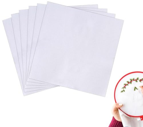 EORPAVU Tela Aida per Cucito, 6 Pezzi Panno da Ricamo a Punto Croce Bianco 11CT in Cotone 100% (30 * 30 cm)
