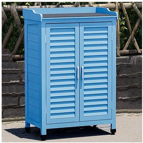 Outdoor Wooden Potting Bench with Shelves and Waterproof Tool Shed Garden Workstation Table for Patio Storage and Organization