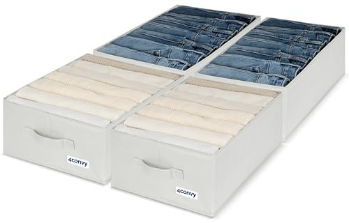 4CONVY Hosen Organizer Kleiderschrank XXL - Schrankorganizer - Schubladen Organizer - Aufbewahrungsboxen mit 7 Fächern - faltbares Ordnungssystem zur Aufbewahrung im Kleiderschrank - 4 Stück