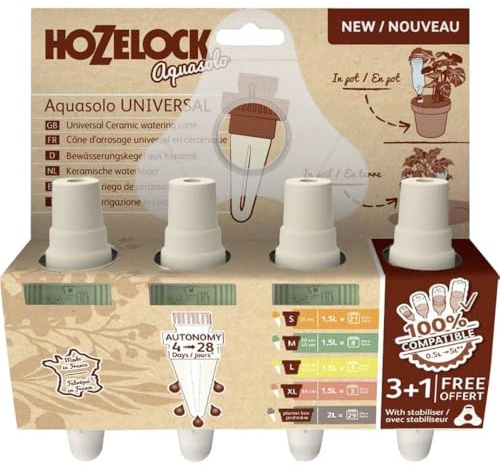 Hozelock - Cônes d'arrosage universels Aquasolo Extra Large pour Bouteilles de 1,5 L à 5 L, offrant jusqu'à 10 Jours d'arrosage pour Plantes d'extérieur. Stabilisateur Inclus. Idéal pour Les Pots de