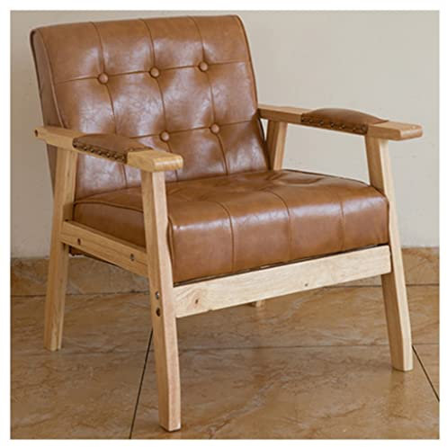 Moderner Ledersessel mit Flügelrücken-Design mit Knopf, für Wohnzimmer oder Essbereich. Akzentstuhl aus der Mitte des Jahrhunderts mit Armlehnen, ideal für Schlafzimmer oder Empfangsraum (Farbe: Stil