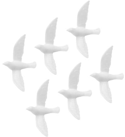 ERINGOGO 6pcs Mini Resin White Dove Models Intricate Miniature Birds Figurines for Dollhouse Flowers Craft Decorations Home Ornament