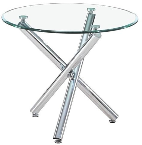MAESTRO FERRETERO MF - Mesa Desiree New Cromada con Cristal, 90 cm de Diámetro