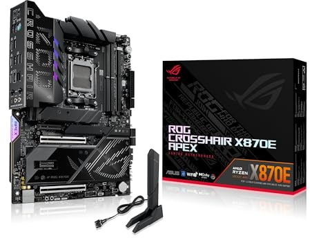 ASUS ROG Crosshair X870E Apex, Scheda Madre ATX, 18+2+2 Stadi di Alimentazione, Slot DDR5, Tre PCIe 5.0, Due PCIe 4.0 M.2, Porte USB4, Wi-Fi 7, Ethernet, AI Overclocking, PCIe Q-Release Slim, Nera