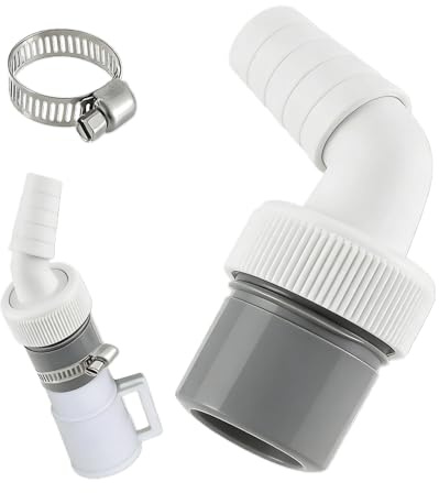 Washing Machine Drain Adapter – DN40 Waste Pipe Connector with Hose Clamp – 19 to 24 mm Inlet for Washing Machine Hose, Dishwasher or Dryer Drain (Grey)