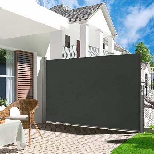 DKPLOE Retractable Side Awning Outdoor Privacy Screen With Handle Terrace Wind Screens Divider Easy to Install Suitable for Patios Terraces Gardens Swimming Pools and Balconies