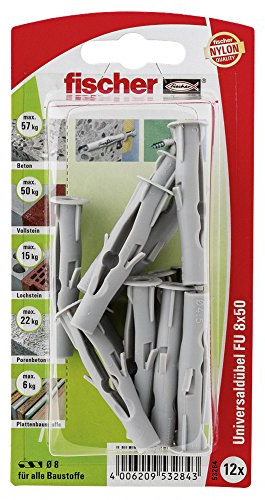 Fischer 053284 53284 K SB-Karte, Inhalt: 12 x Universaldübel FU 8 x 50
