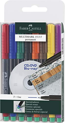 Faber-Castell 1513 09 – Märkpenna MULTIMARK permanent, styrka: F, 8 fodral