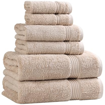 Superior Handtuch-Set, ägyptische Baumwolle, 6-teilig, Badezimmer-Essentials, Handtücher für Badezimmer, Wohnung, Airbnb, Gästebad, Gesicht, Hand, Badetücher, Waschlappen, saugfähig, schnell