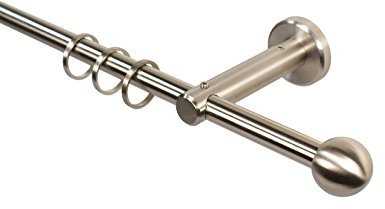 Edelstahl Gardinenstange 12 mm mit Endstück Kugel, 140 cm