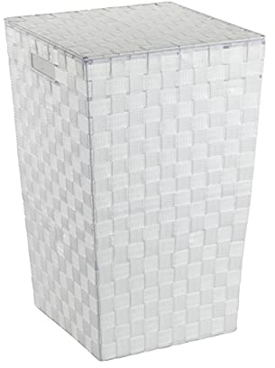 WENKO Panier A Linge Adria, Format Carré, avec Couvercle, Capacité : 48 L, 100% Polypropylène Tissé Haute-Qualité, Dimensions : 33 x 53 x 33 cm, Couleur : Blanc