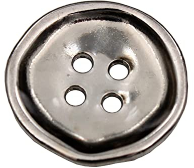 Hartmann-Knöpfe 6 Stück, silbern glänzende 4-Loch Knöpfe, die mit ihrer unperfekten Form bestechen, in 4 Größen erhältlich (6 Stück) (10mm)
