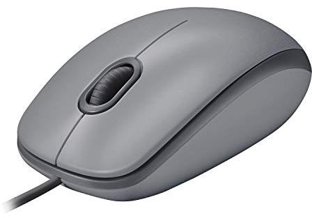 Logitech M110 Wired USB Mouse, Silent Buttons, Comfortable Full-Size Use Design, Ambidextrous PC/Mac/Laptop - Grey