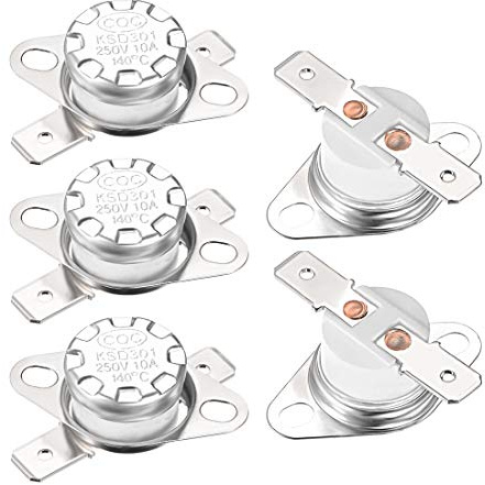 sourcing map 5Stk Temperaturschalter Thermostat Normalerweise offen 140°C | 10A, N.C, 6,3mm Pin