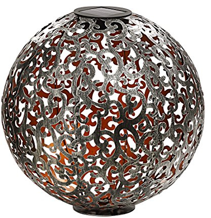 Dehner Luanda, diámetro de 40 cm, Metal, Plata/Cobre Bola Solar