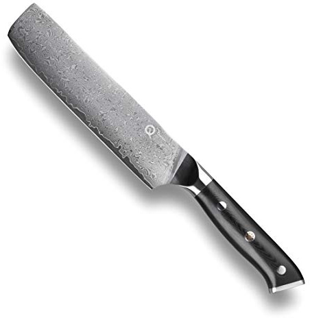 Taylors Eye Witness Quantum Fibreglass Handle Nakiri Knife - 17.5cm / 7” Blade. Premium High Hardness Exotic VG-10 Super Core, Between 66 Premium Steel Alloy Layers, Damascus Hamaguriba Grind Profile.